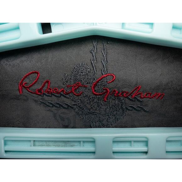 Robert Graham Shirt Mens Large Gray Jacquard Flourish Geomteric Print Designer - Picture 3 of 16